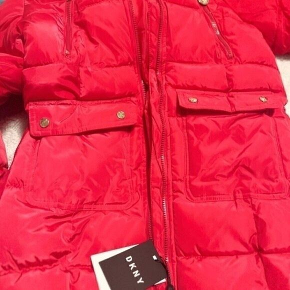 New DKNY Big Girls Long Puffer Jacket Fuschia size 16 - Picture 6 of 15